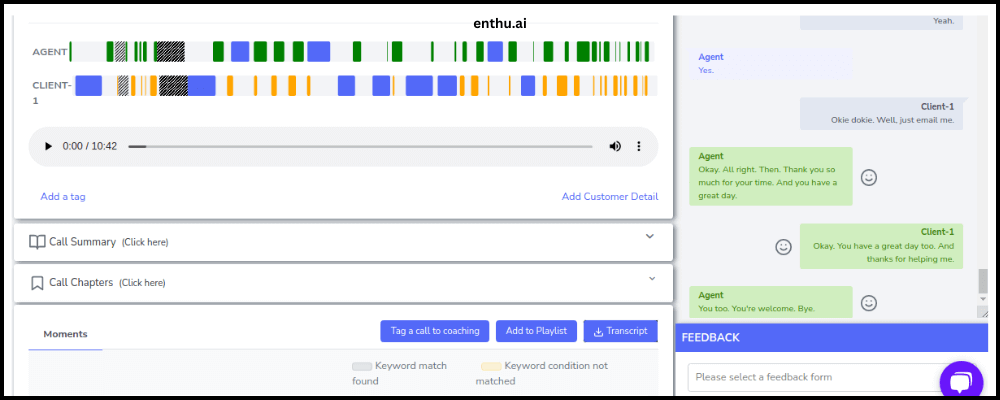 Sentiment analysis -Enthu.ai Dashbboard