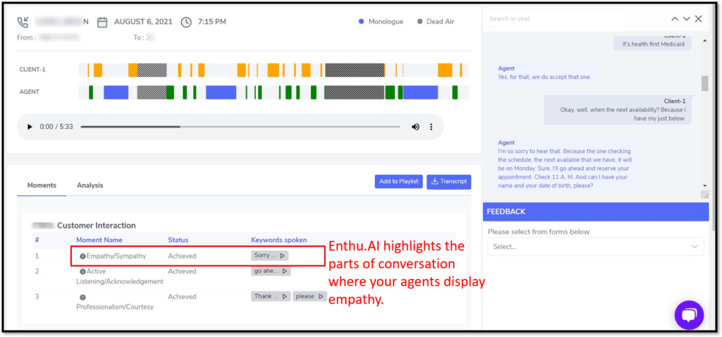 Capture empathy statements using Enthu.AI