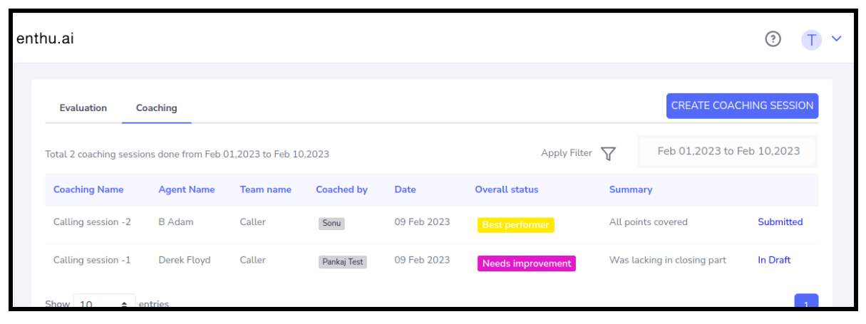Agent Coaching- Enthu.AI