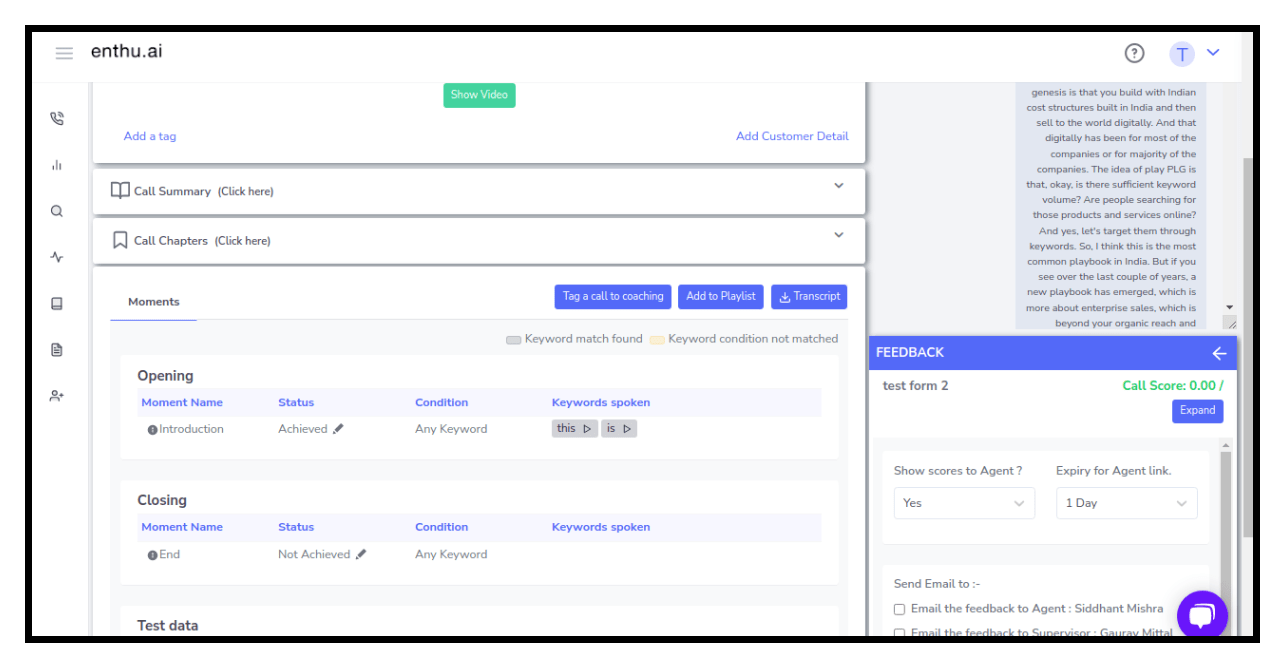 Call monitoring- Enthu.AI