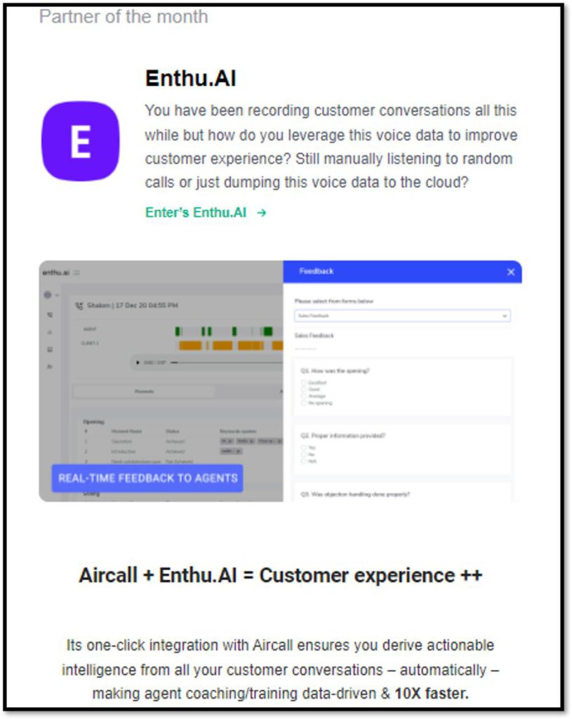 Aiircall and Enthu Integration