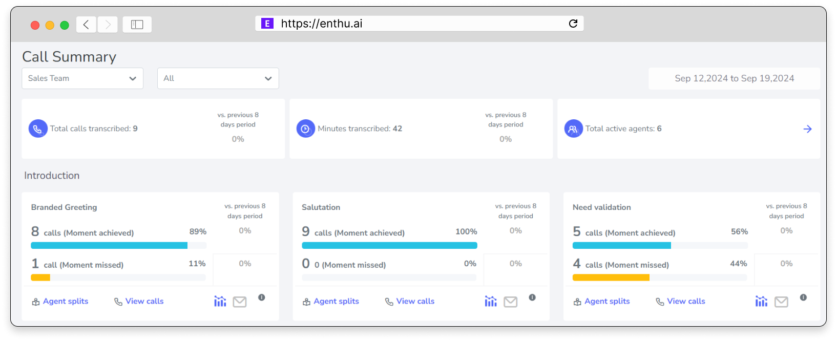 Measure calls with introduction in Enthu.AI