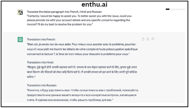 ChatGPT translates different languages