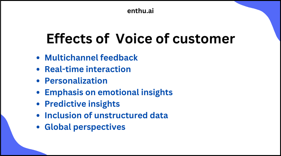 Effects of voice of customer