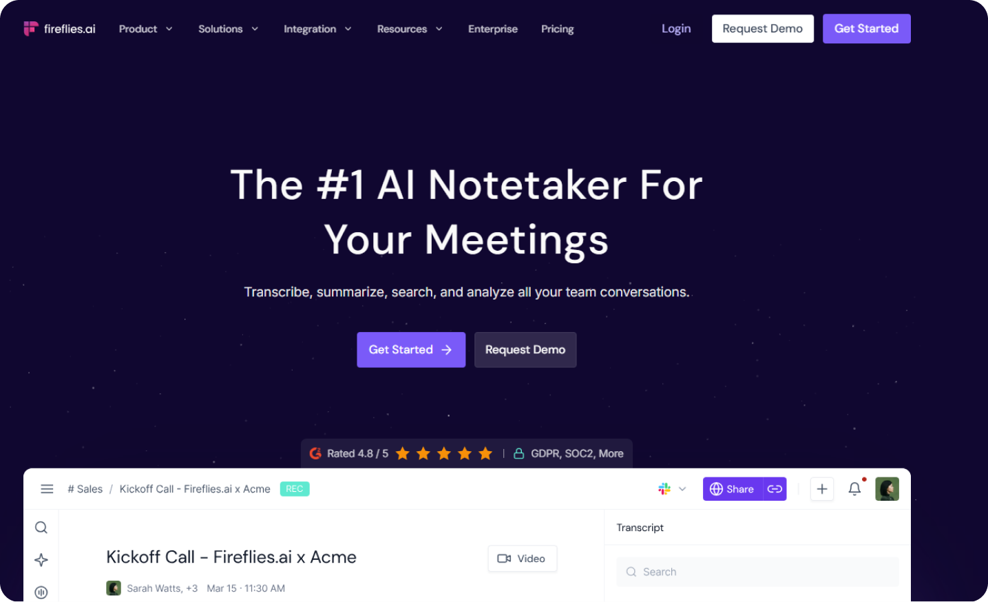Fireflies Call Transcription Software