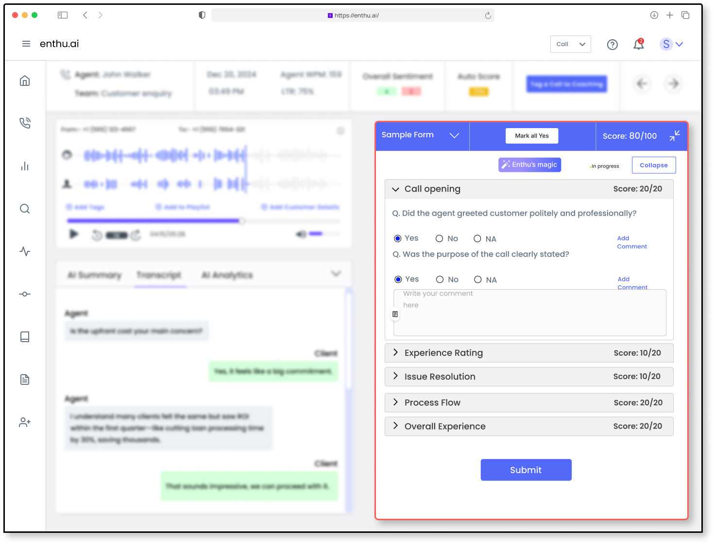 QA Feedback form