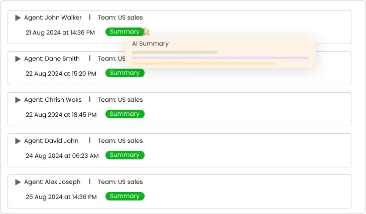 View Multiple Call Summaries