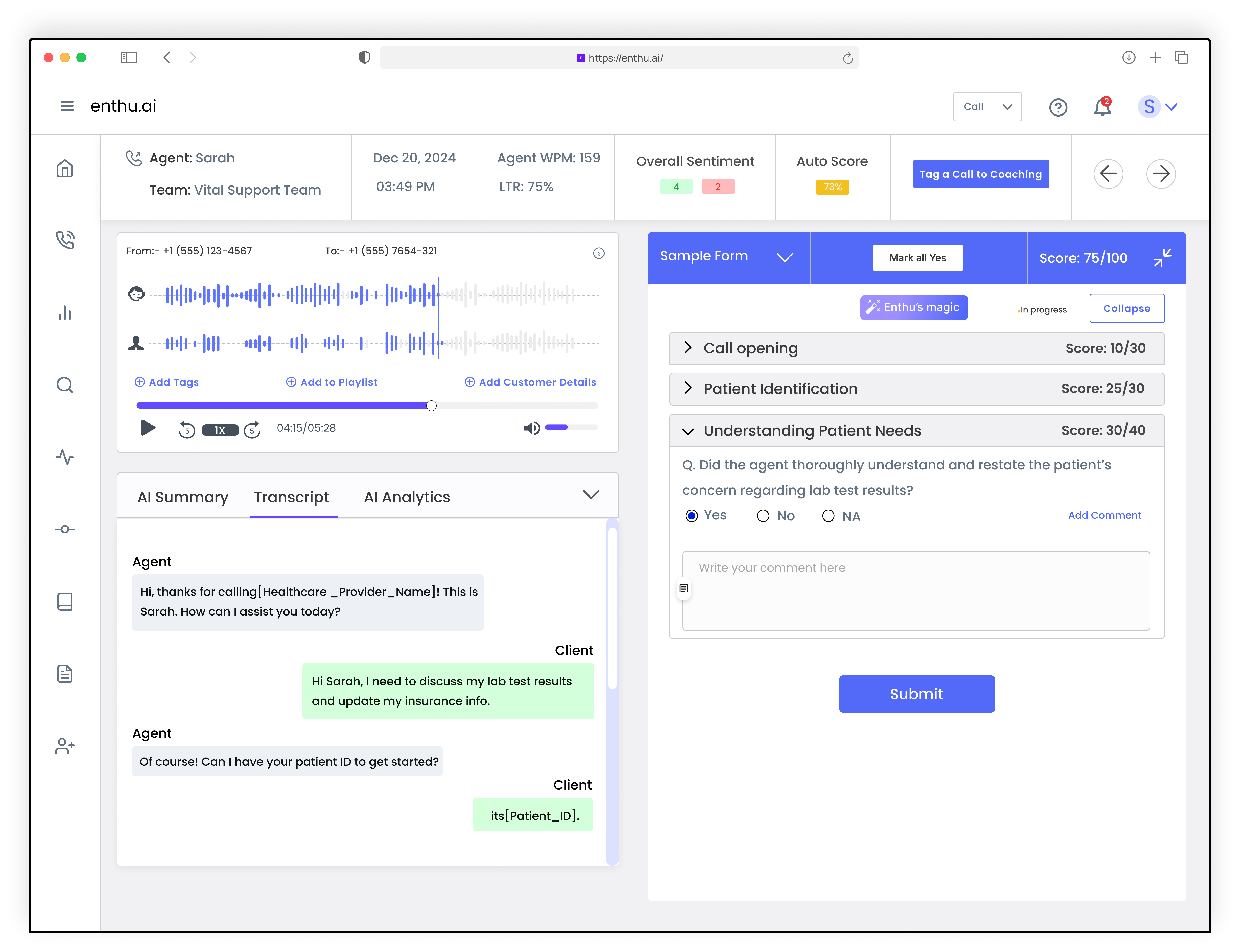 call monitoring- HIPPA