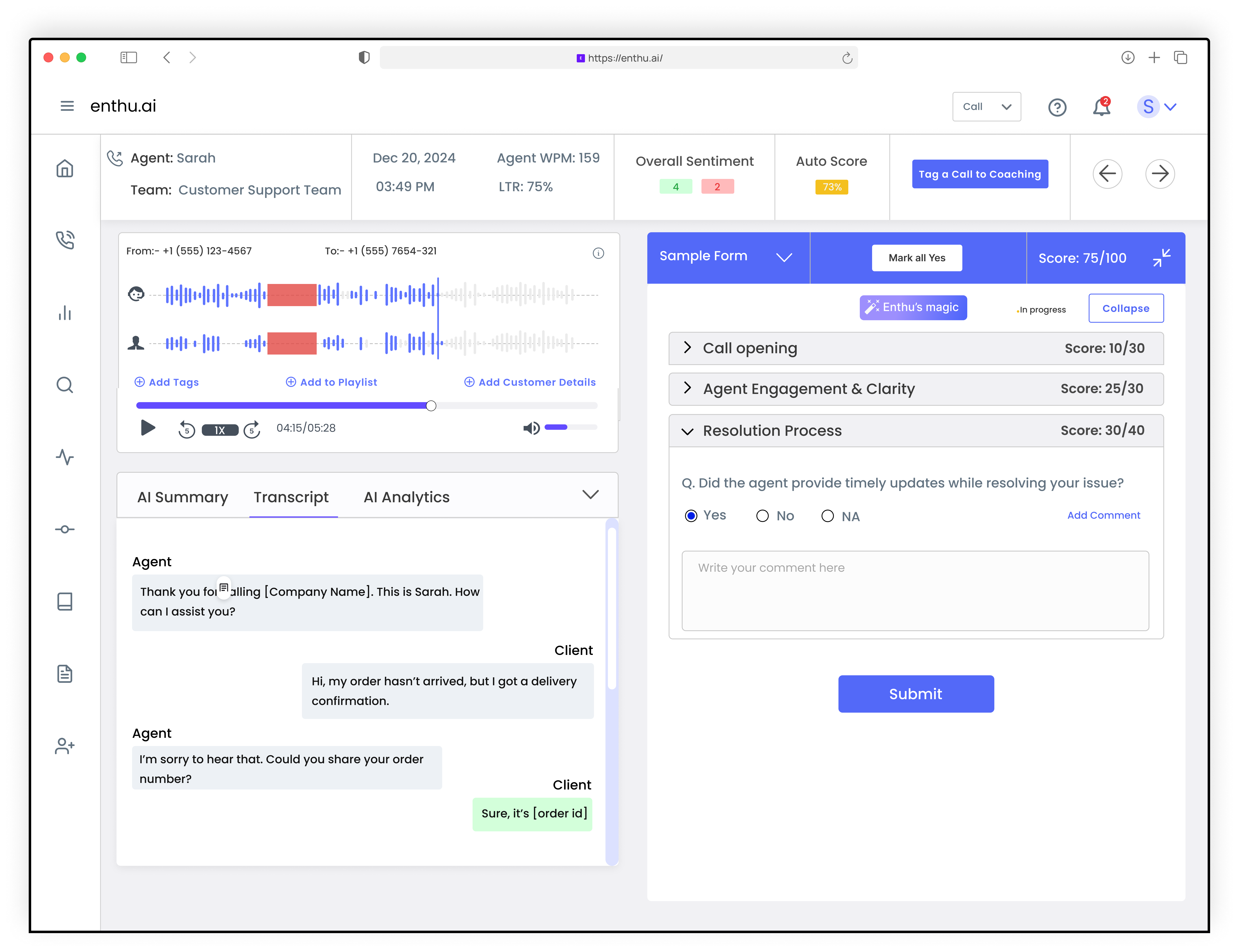 Dead Air call monitoring