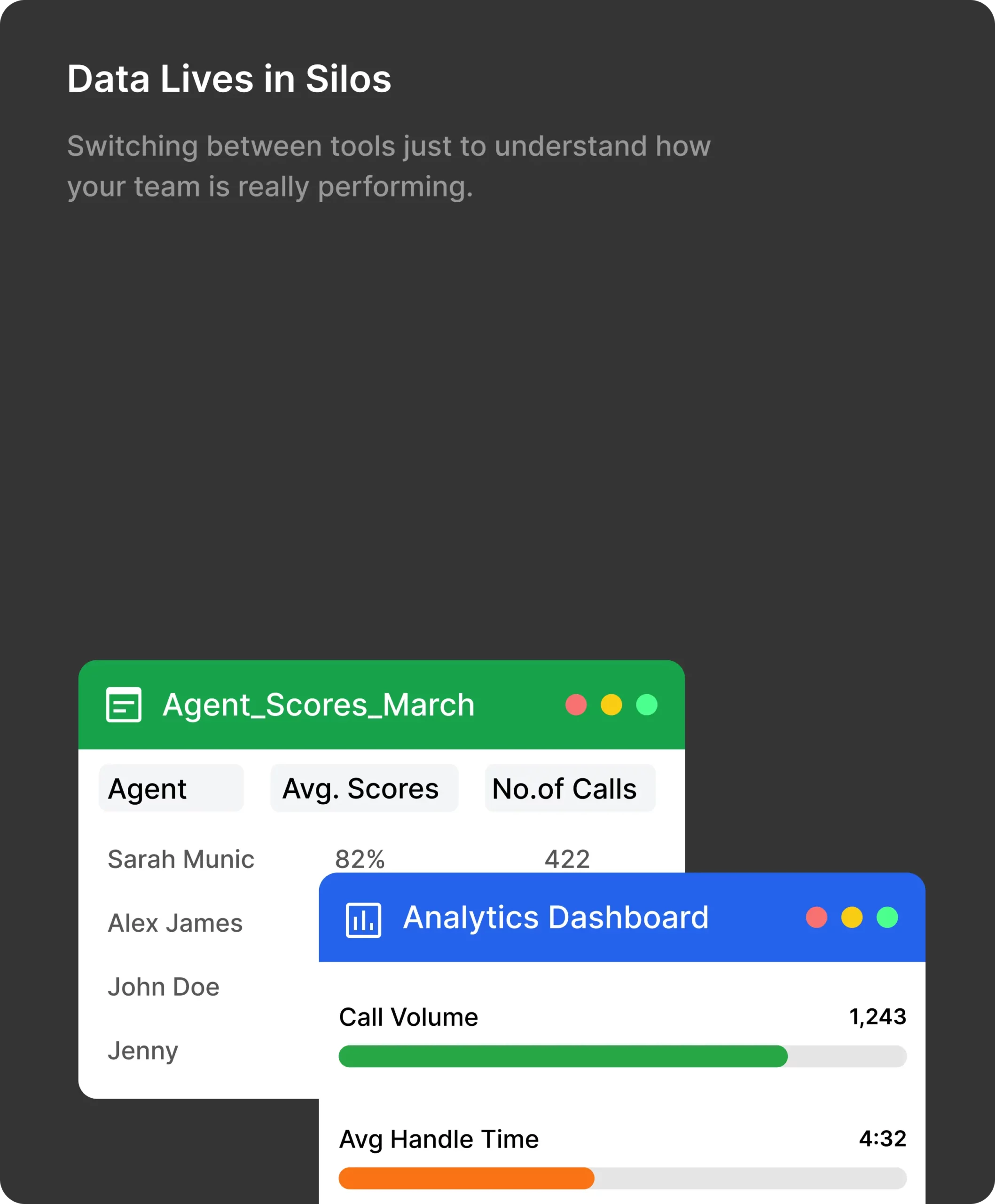 Team data split across tools