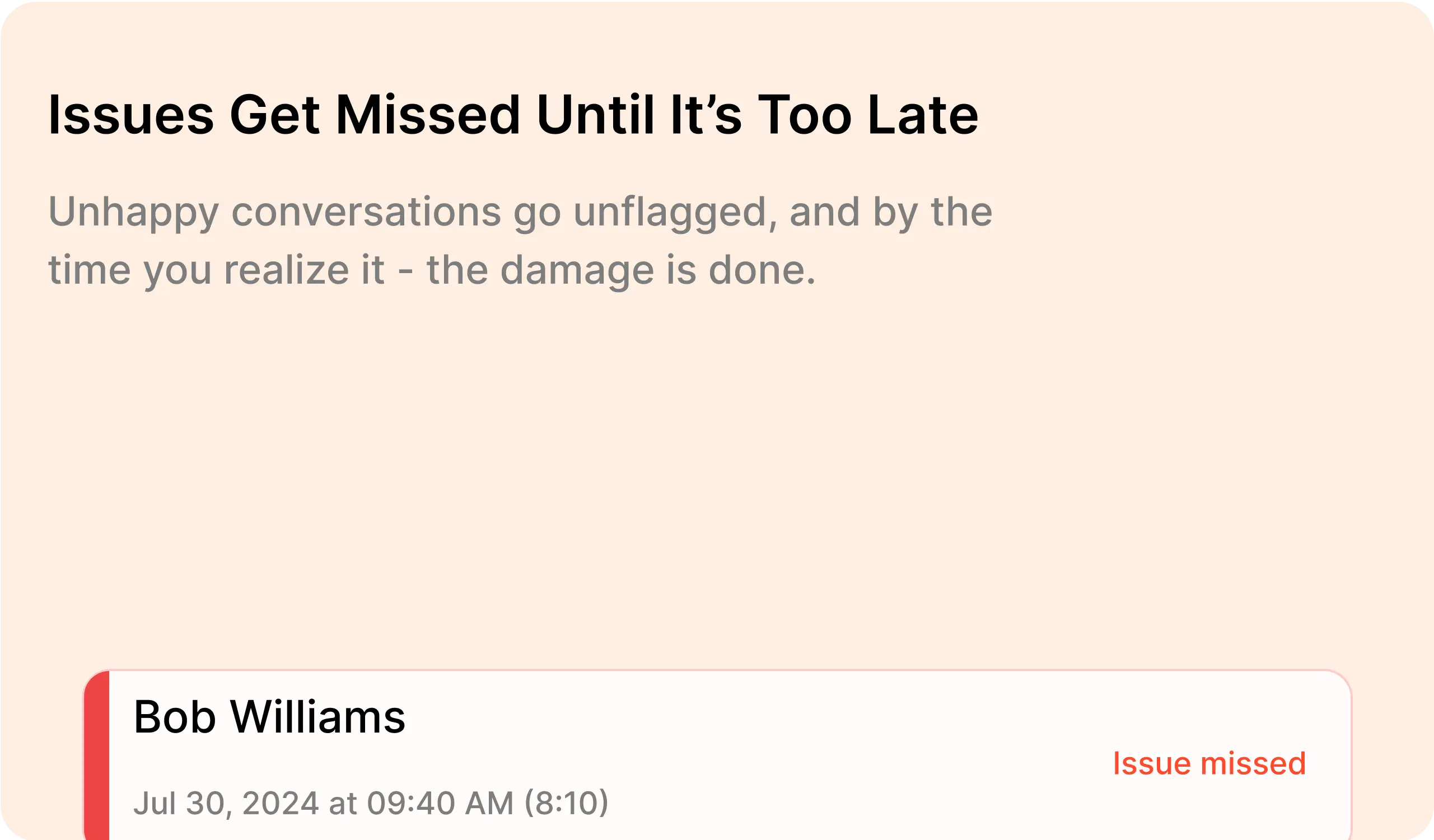Issue missed