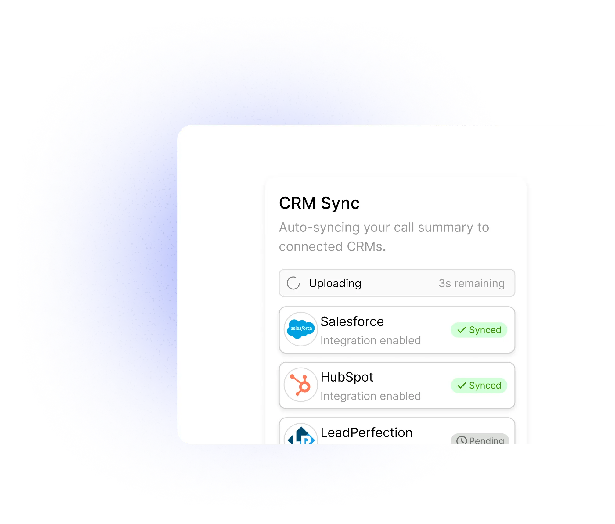 push summaries to CRM