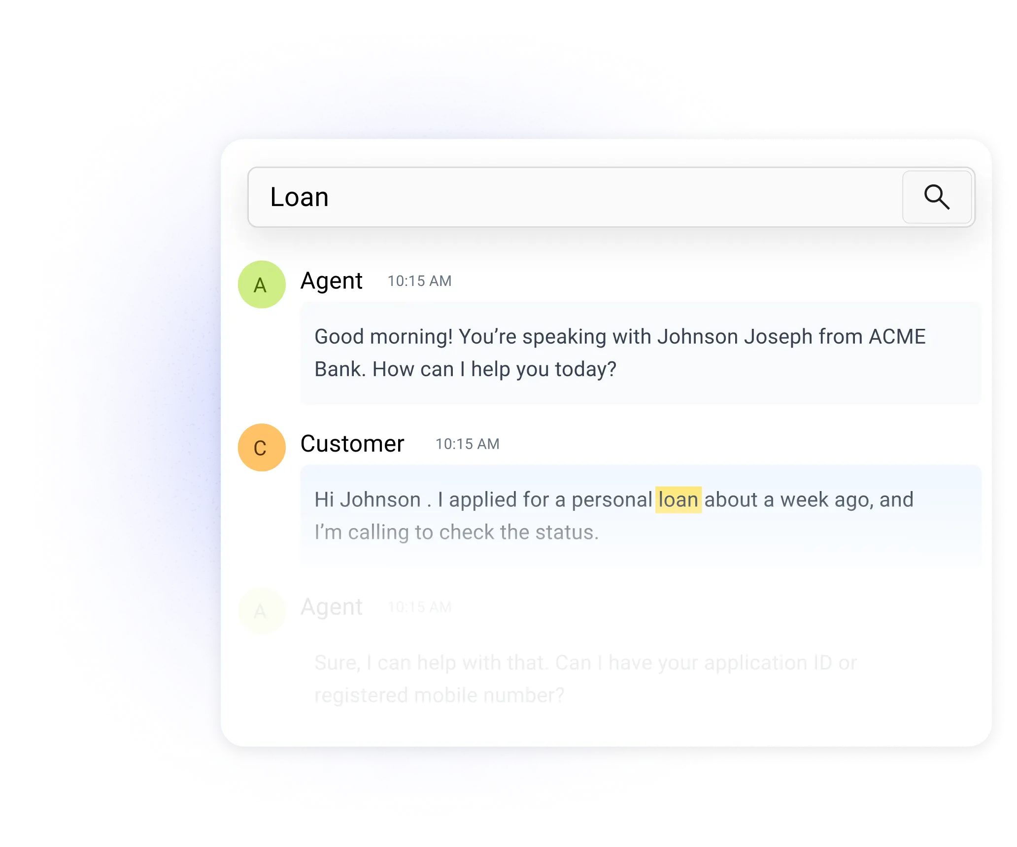searches across transcripts